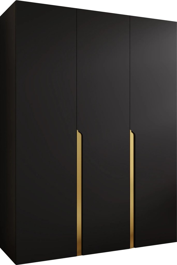 Kledingkast Hartford 580, Gouden, Zwart, 202x150x52cm, 104.8 kg, Kledingkast deuren: Met scharnieren