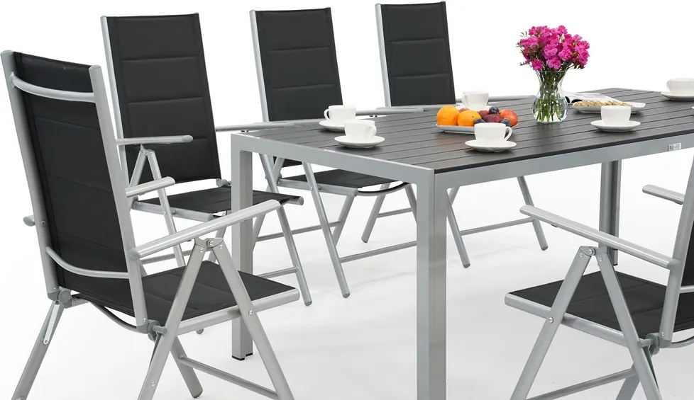 Garden Point aluminium tuinmeubelen met grote Polywood Verona tafel voor 8 personen