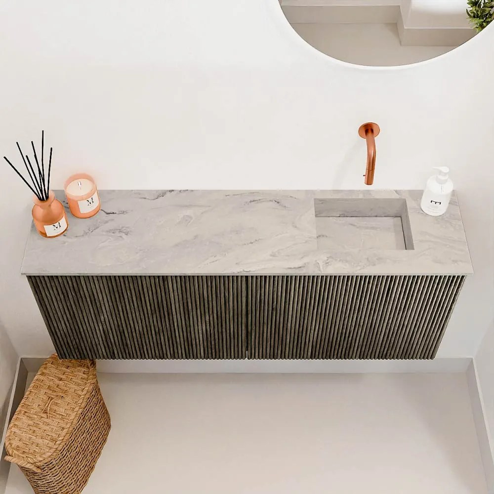 Mondiaz Joya DLux 100cm toiletmeubel shadow met wastafel faye rechts zonder kraangat glace
