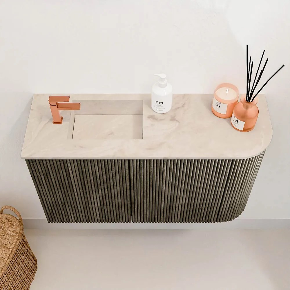 Mondiaz Joya DLux 70cm toiletmeubel ronding rechts shadow met wastafel faye links 1 kraangat frappe