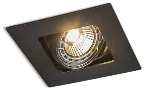 Set van 6 Vierkante inbouwspot zwart draai- en kantelbaar - Artemis GU10 Binnenverlichting Lamp