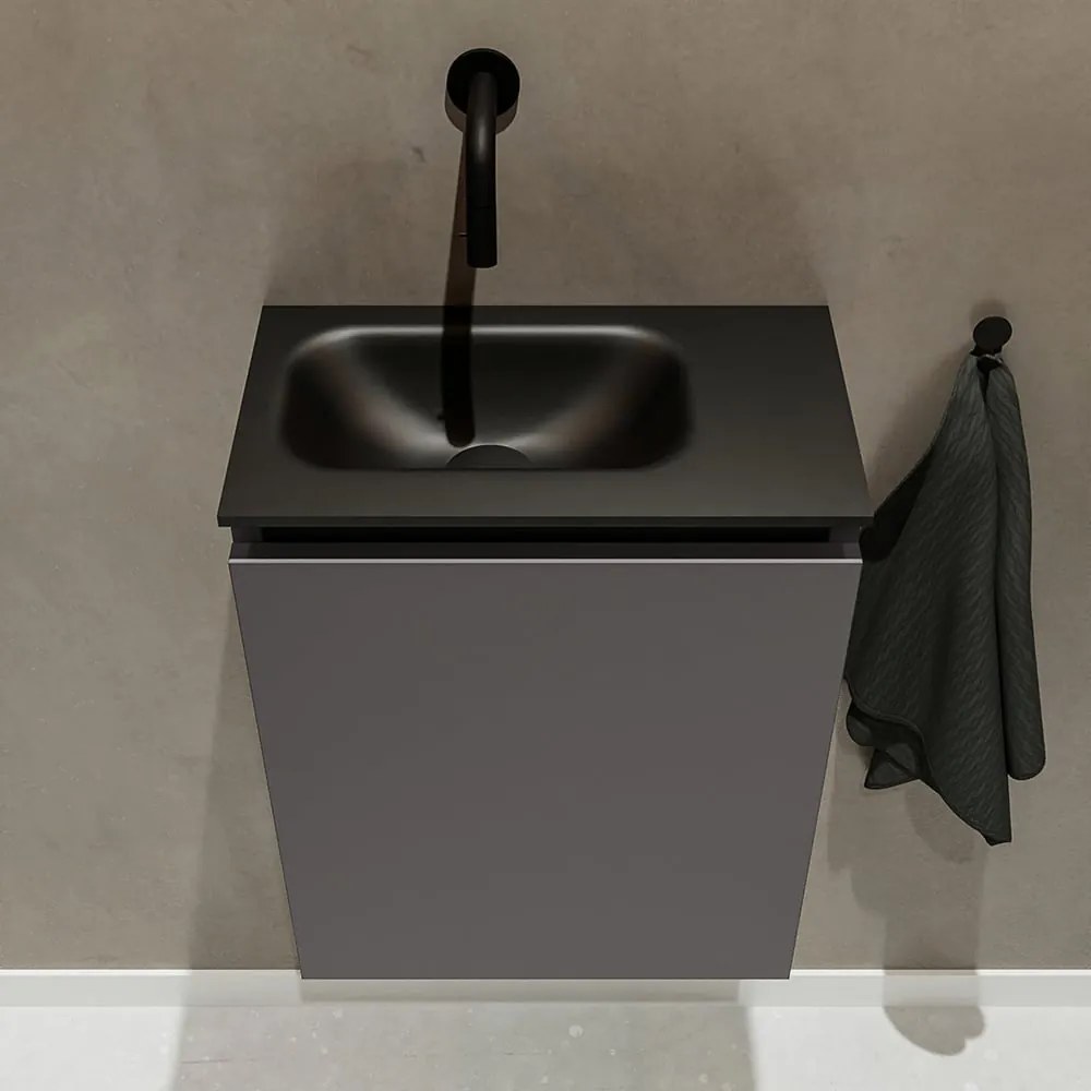 Mondiaz Ture 40cm toiletmeubel dark grey met wastafel urban links geen kraangat