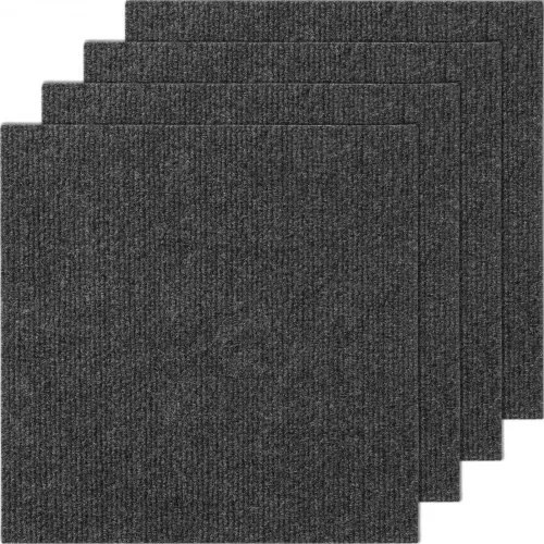 VEVOR Peel and Stick tapijttegels, 305x305mm zelfklevende tapijttegels, zachte gewatteerde tapijttegels, doe-het-zelf installatie voor slaapkamer en woonkamer (12 stuks, donkergrijs)