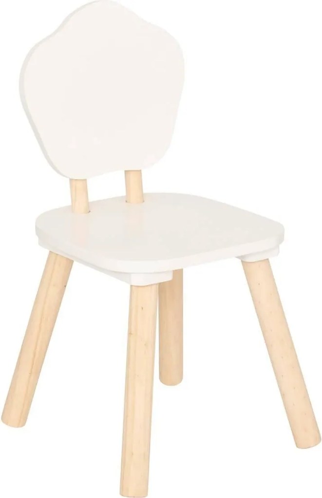 Atmosphera Kids Bloemen Kinderstoel - 23x23x47cm - Wit Grenen/MDF - Ergonomisch &amp; Speels Stoeltje