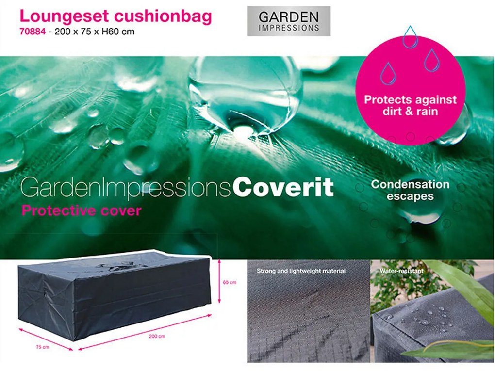 Garden Impressions Loungeset kussentas beschermhoes 200x75xH60 cm