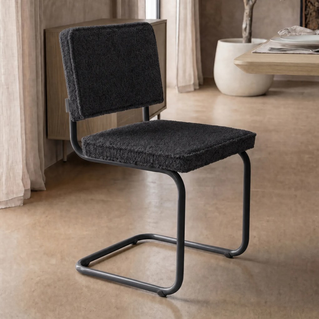 Zuiver Ridge Soft Design Eetkamerstoel Teddy Zwart