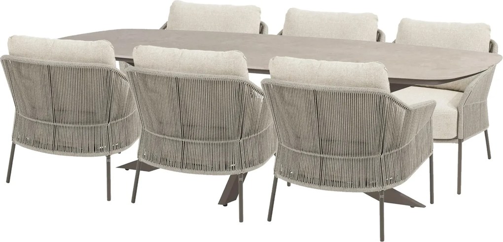 Taste by 4 Seasons Florence low dining set terre met Nevada low dining tafel terre 250 cm * SALE * Tuinset bruin weerbestendig