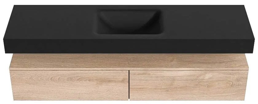 Zaro Alan badmeubel 170cm washed oak 2 lades met vrijhangende wastafel cloud midden zonder kraangat urban