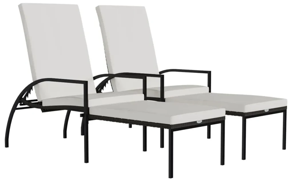 vidaXL Ligbedden 2 st met voetensteun polyetheen rattan bruin