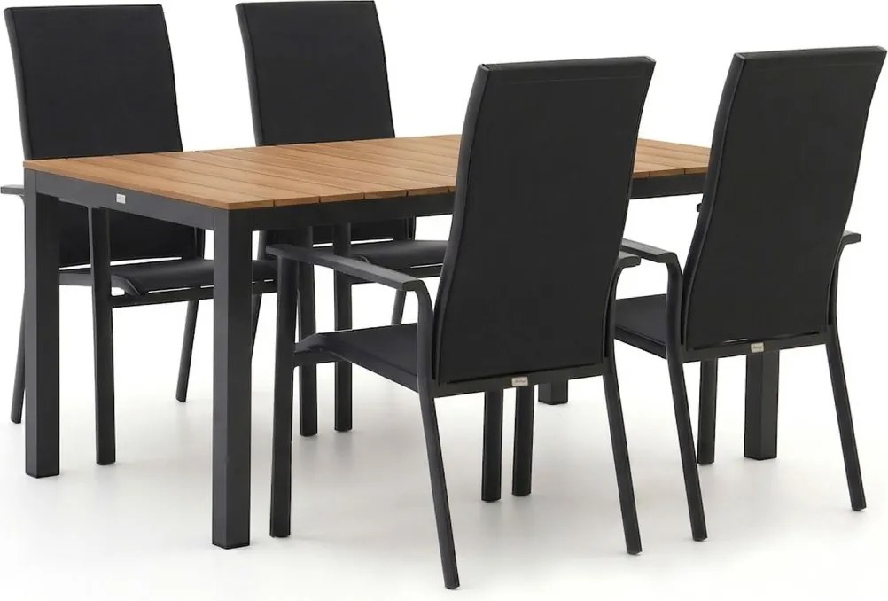 Diningset Bellagio  | 4 personen kunststof | Tuinset stapelbaar | 5-delig | Kees Smit Tuinmeubelen