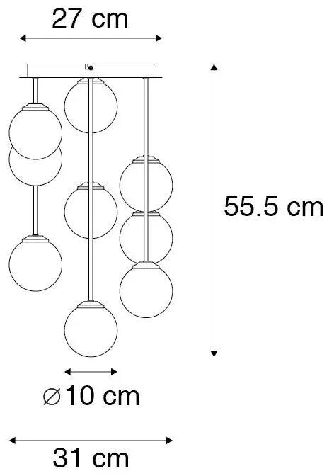 Smart plafondlamp goud met smoke glas 9-lichts incl. 9 Wifi G9 - Athens Modern G9 bol / globe / rond vierkant Binnenverlichting Lamp