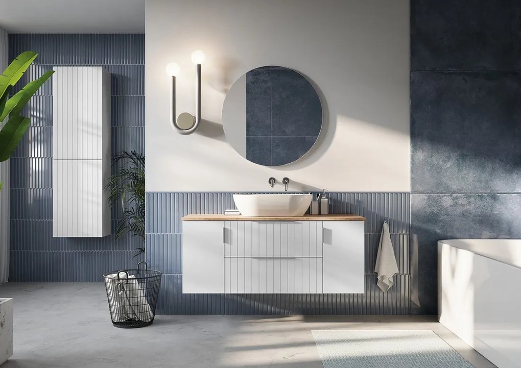 Sapho Cirasa Compact wastafel onderkast met ribbelfront 80x46x64cm wit mat