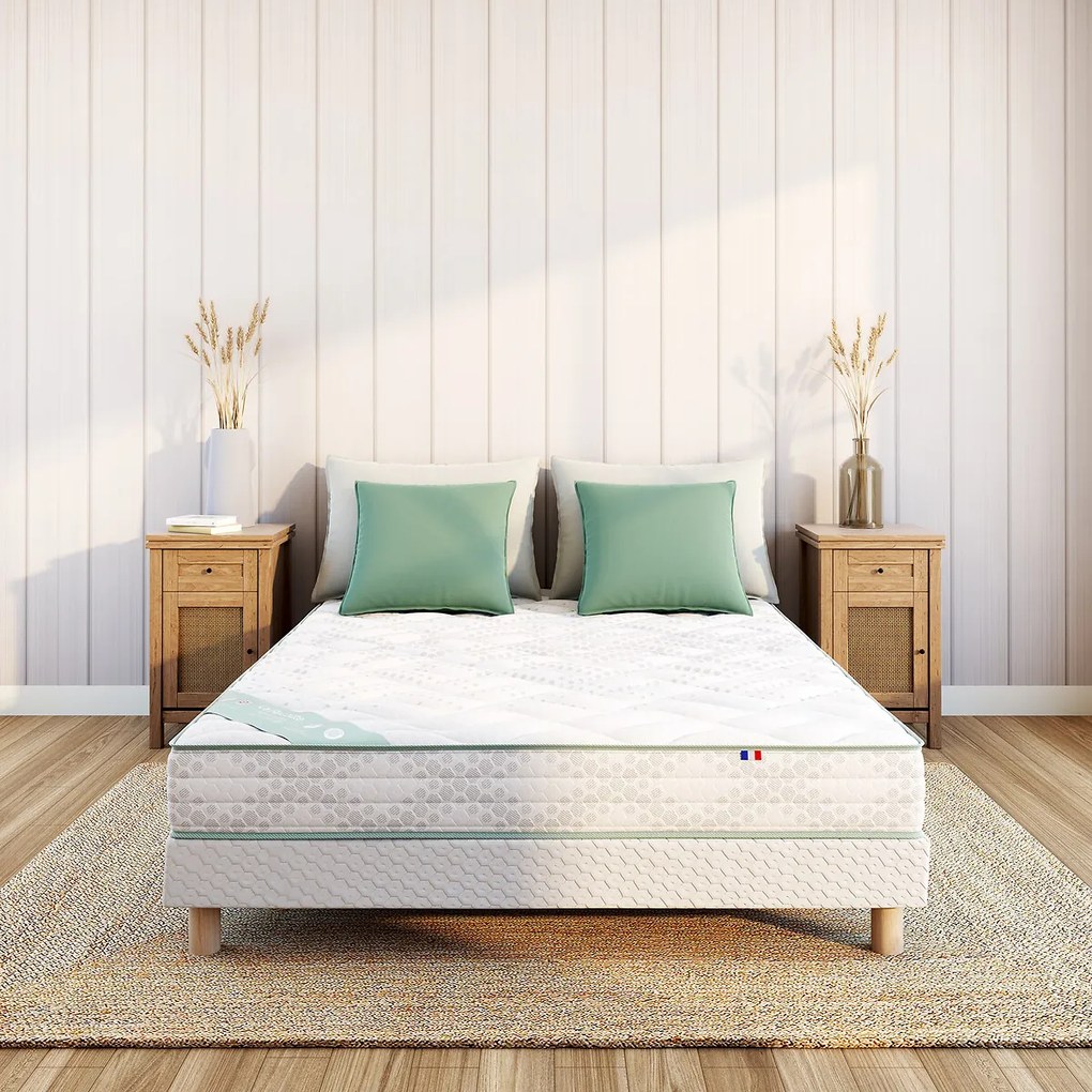 Matras voor gevoelige rug, 660 veren, 7 zones, zeer stevige ondersteuning, zacht comfort