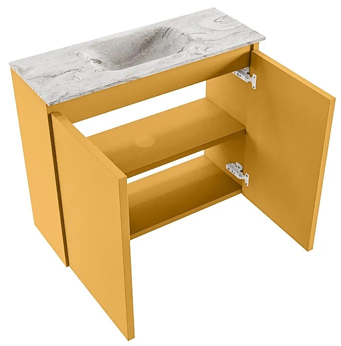 Mondiaz Ture DLux toiletmeubel 60cm ocher met wastafel glace midden zonder kraangat