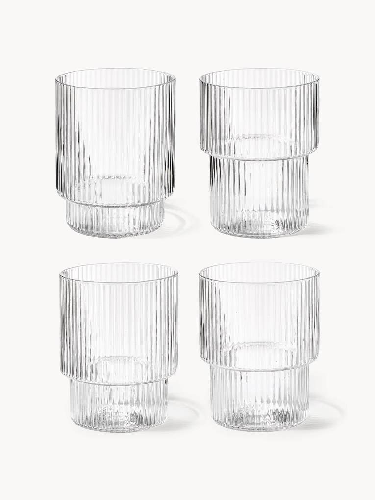 Mondgeblazen tumbler Ripple met reliëfpatroon, 200 ml, 4-delig