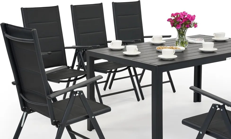 Aluminium tuinmeubelen polywood Verona voor 8 personen Garden Point zwart