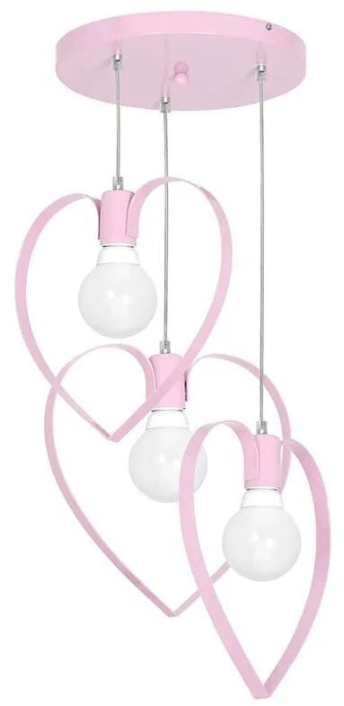 Hanglamp kinderkamer LOVE 3xE27/60W/230V licht roze