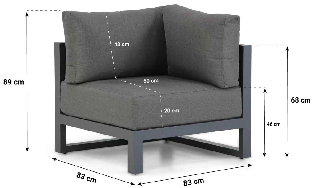 Hoek loungeset 6 personen Aluminium/wicker Grijs Santika Furniture Santika