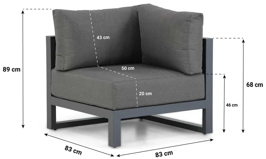 Hoek loungeset 6 personen Aluminium/wicker Grijs Santika Furniture Santika