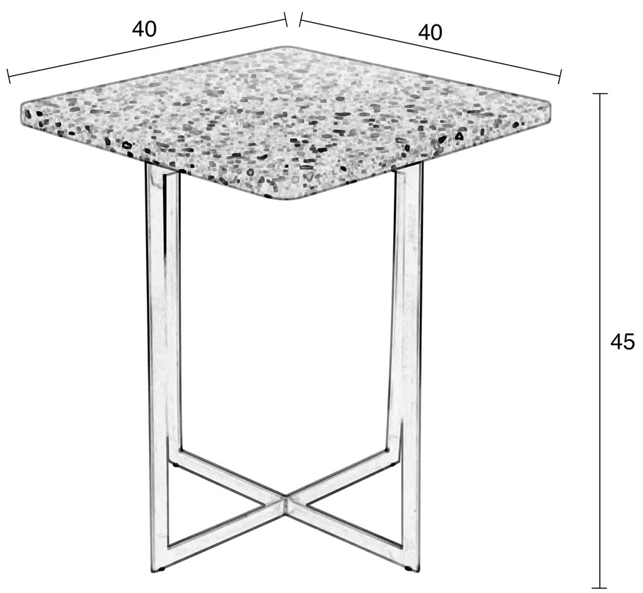 Zuiver Luigi Square Bijzettafel Terrazzo Wit - 40 X 40cm.
