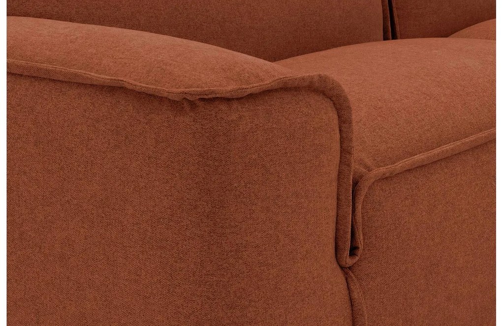 Goossens Excellent Bank Sens oranje, stof, 1,5-zits, urban industrieel met chaise longue rechts