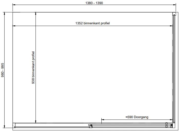 van Rijn ST06 douchecabine met 140cm softclose deur en rookglas chroom 140x100cm