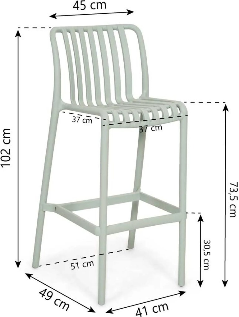 Barstoel Kunststof Groen Domani Furniture Alba  mint