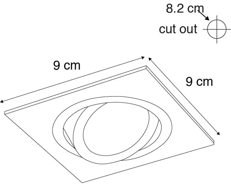 Set van 6 Inbouwspot staal kantelbaar - Lock 1 GU10 Binnenverlichting Lamp