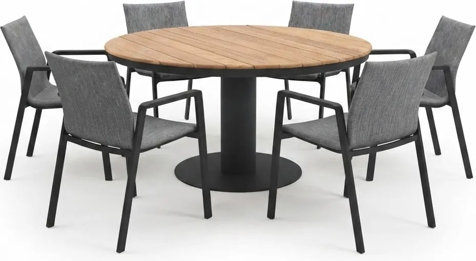Palazzo Nancy dining tuinset 160xH75 cm 7 delig antraciet teak