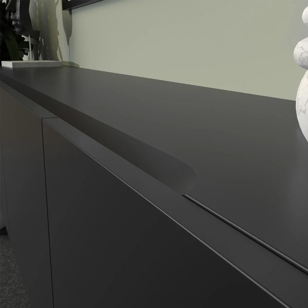 Hangend Tv-meubel Zwart 146 Cm - 146x35.5x35cm.