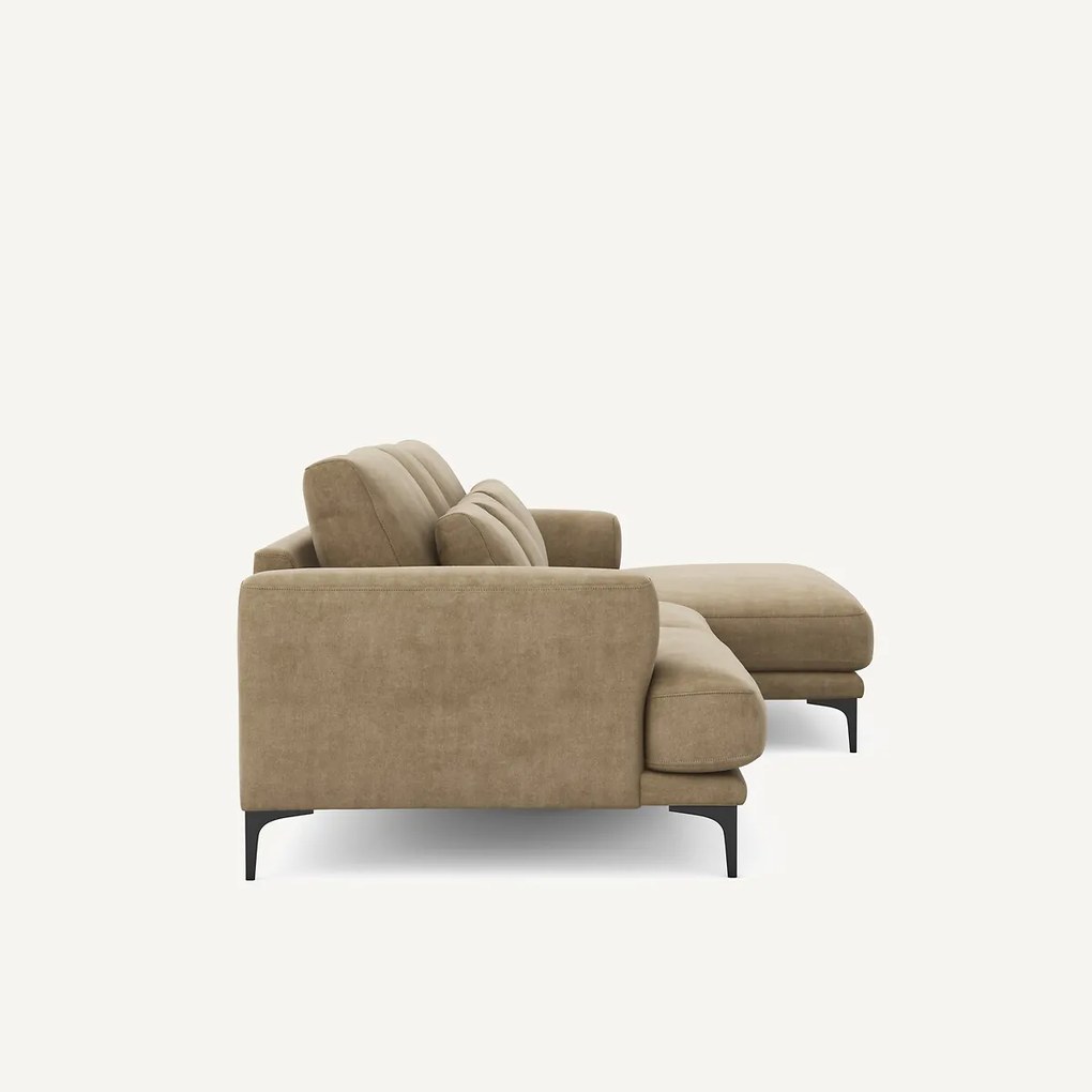 XL longchair met rechterhoek van stonewashed fluweel, MARSILE