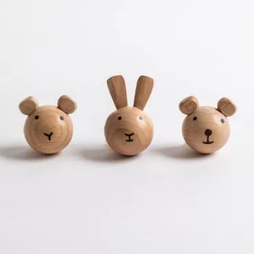 Set van 3 wandkapstokken Ifans Kids Natuurlijk - Sklum