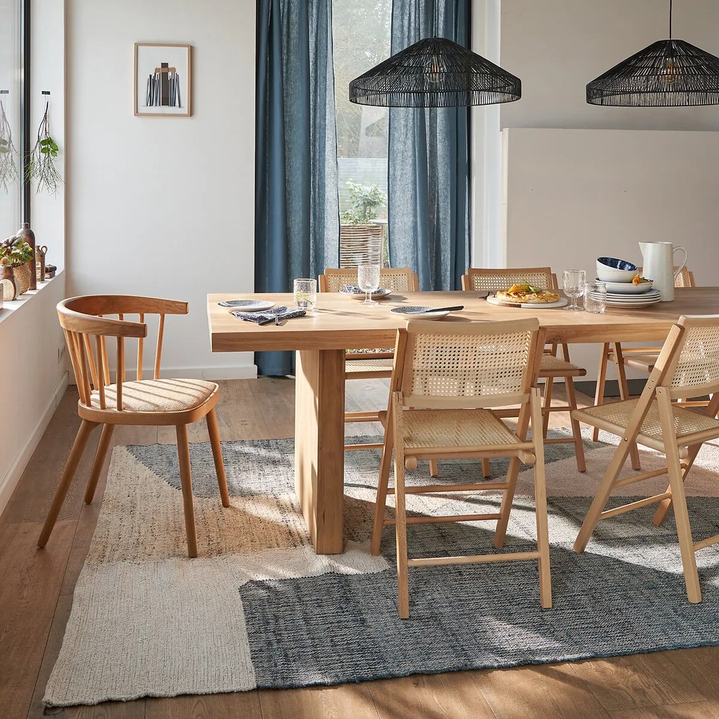 Set van 2 plooibare stoelen in beukenhout en riet, Rivia