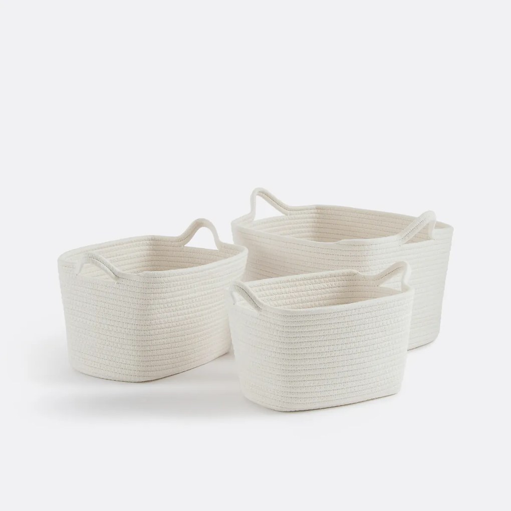 Set van 3 rechthoekige katoenen manden, Kesia