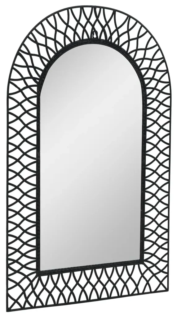 vidaXL Tuin wandspiegel gebogen 50x80 cm zwart