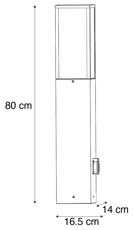 Moderne staande buitenlamp zwart 80cm met stopcontact IP44 - Charlois Modern E27 IP44 Buitenverlichting