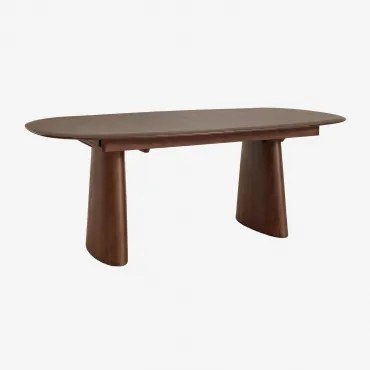 Uitklapbare Ovale Eettafel Van Mdf En Essenfineer Nuveta Donker Hout & 220-280x110 Cm - Sklum