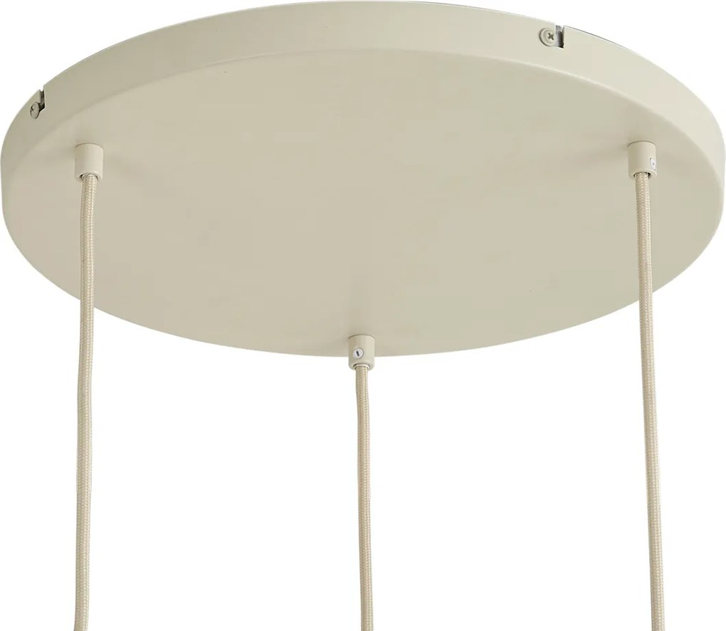 Japandi hanglamp beige met linnen kap 3-lichts - Fedde