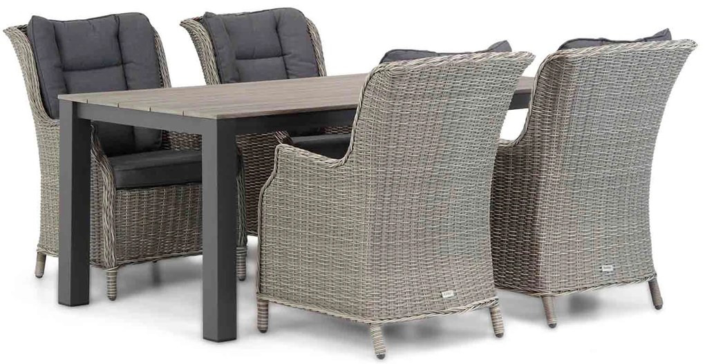 Tuinset 4 personen 180 cm Wicker Grijs Garden Collections Aberdeen/Valley