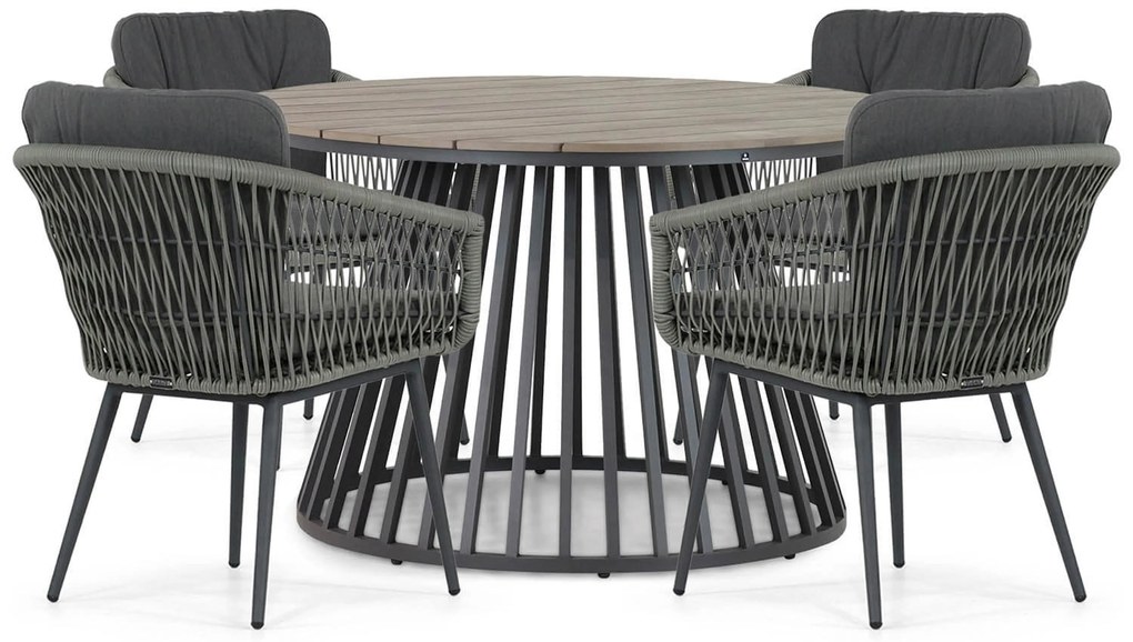 Tuinset Ronde Tuintafel 4 personen 125 cm Aluminium/wicker Grijs Lifestyle Garden Furniture Western/Sorrento