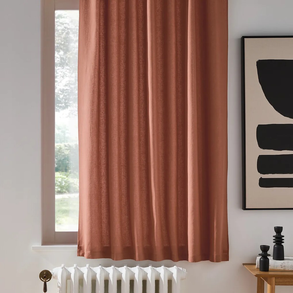 Gordijn in gewassen linnen met verdekte lussen, radiator, Onega