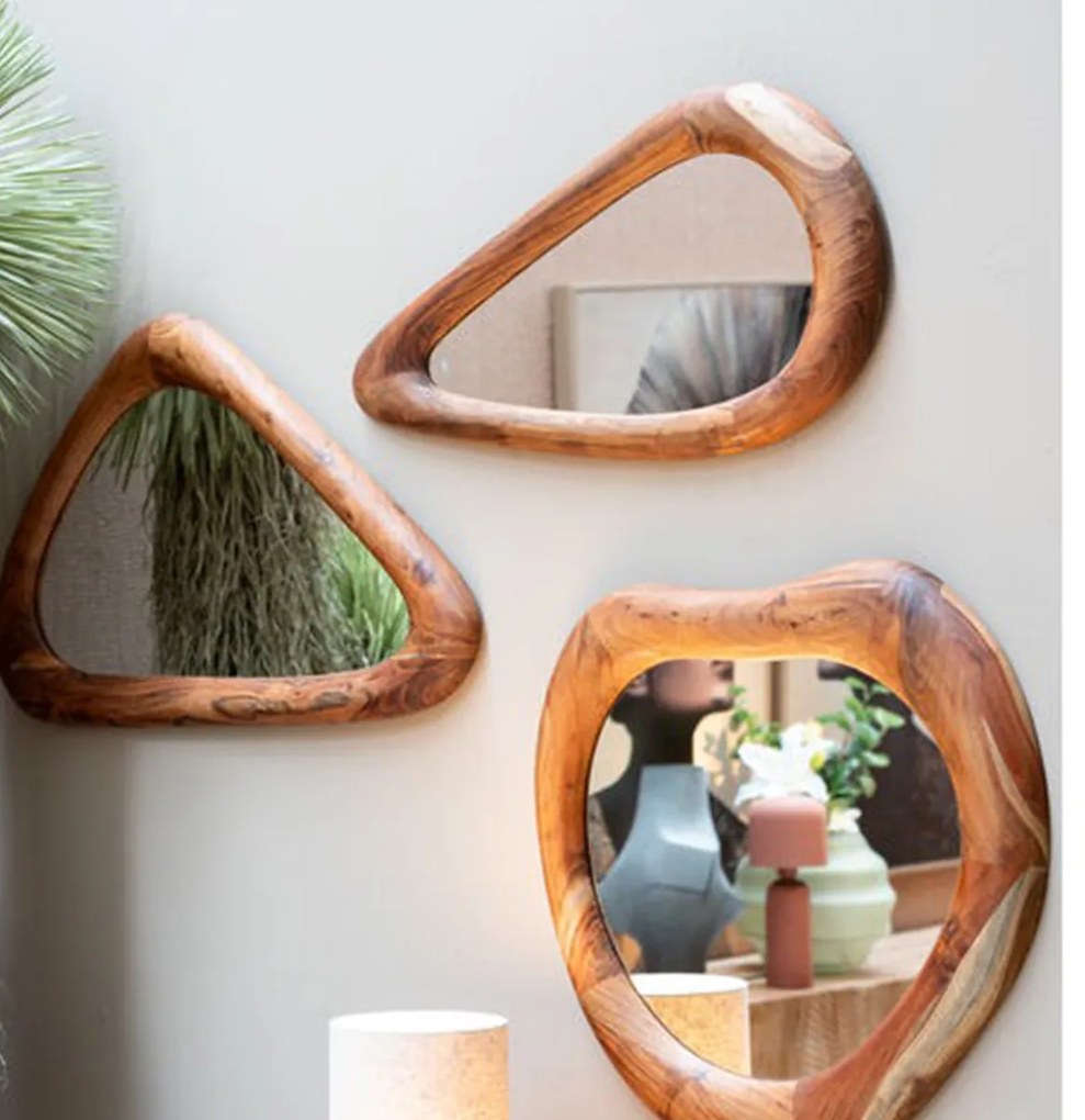 Driehoek Spiegel Acacia Hout - 101x62cm