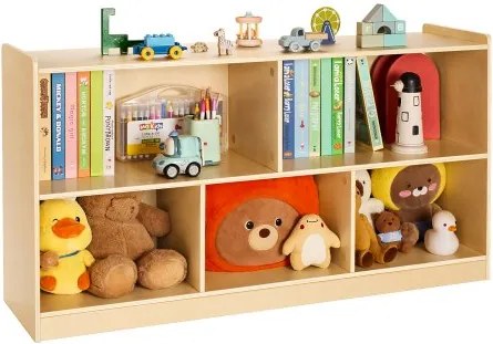 VEVOR Kinderboekenkast (114 cm), Speelgoedkast met 5 vakken, 2-laags, Opbergkast voor speelgoed, Speelgoedplank voor slaapkamer/kinderkamer, Vitrinekast Bruin