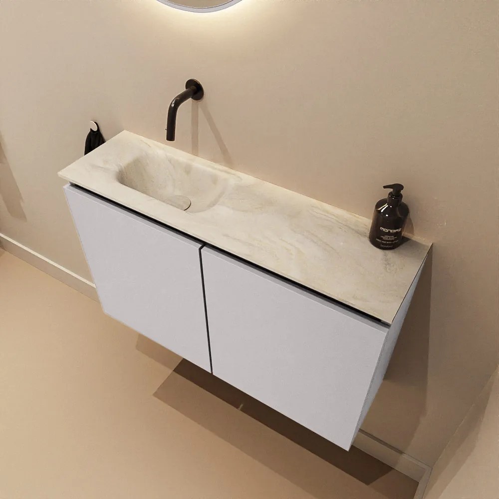 Mondiaz Ture DLux toiletmeubel 80cm cale met wastafel ostra links zonder kraangat