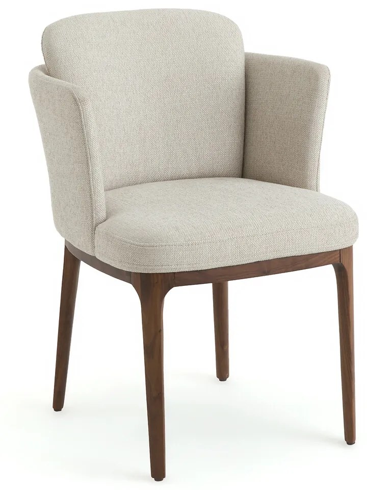 Tafelfauteuil in stof en notenhout, Jabote