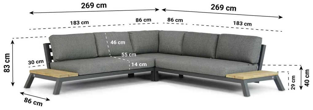 4 Seasons Outdoor Seasons Empire/Riviera Platform Loungeset Aluminium Grijs 4-delig