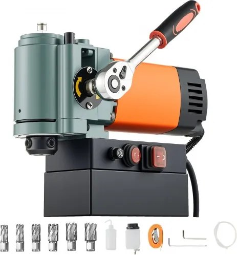 VEVOR Low Profile Magnetische Boormachine, 1300W, 35mm Boordiameter, 10000N Vermogen, Draagbare Magnetische Boormachine met Weldon Schacht, voor Metalen Oppervlakken, Industrie, Doe-Het-Zelf