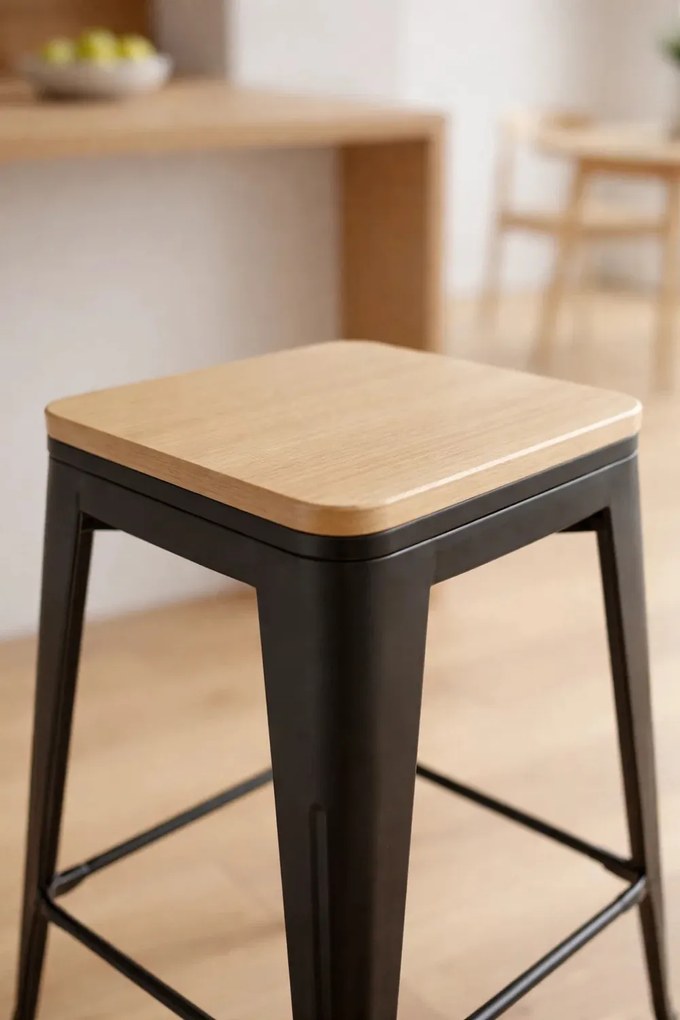 Torix lage kruk van natuurlijk hout