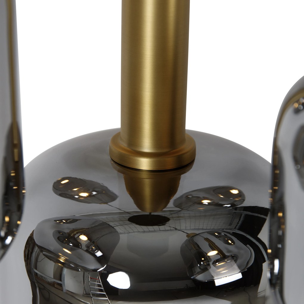 Hanglamp zwart met goud met smoke glas incl. 5 PUCC - Zuzanna