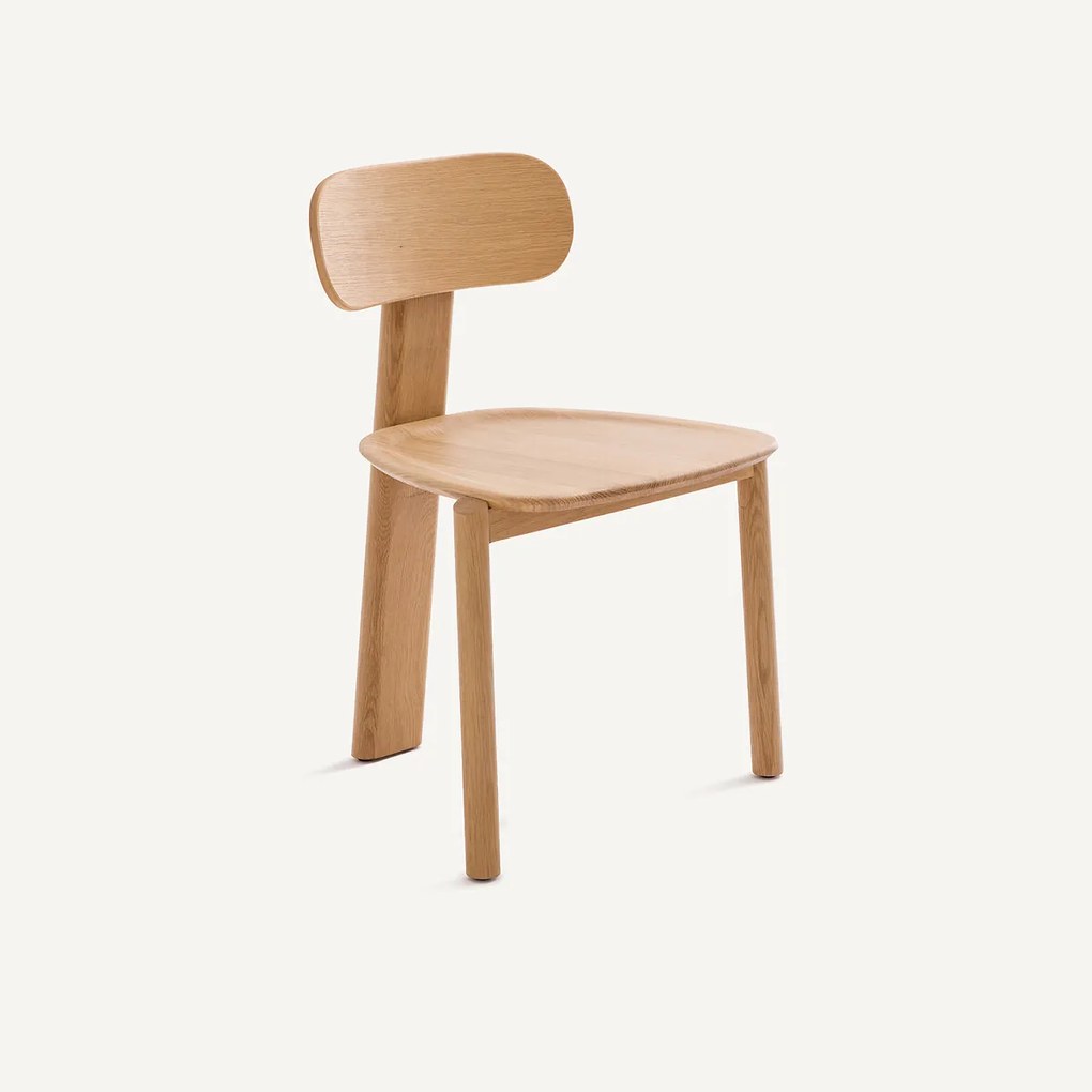 3-poot stoel, massief eiken, MARAIS, ontwerp Emmanuel Gallina